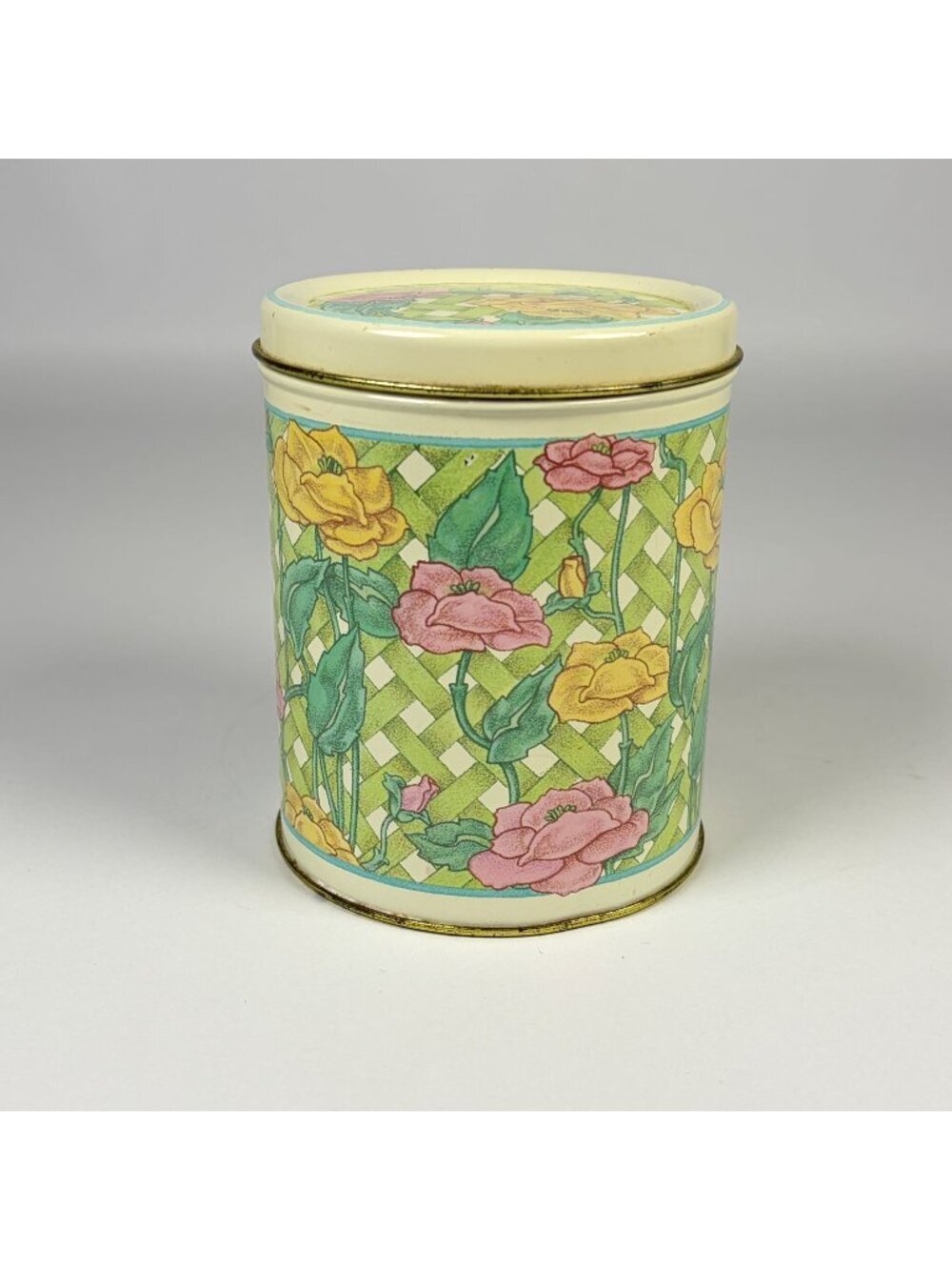 Vintage Jean Nate Dusting Powder Tin with 2 Puffs Floral No Powder